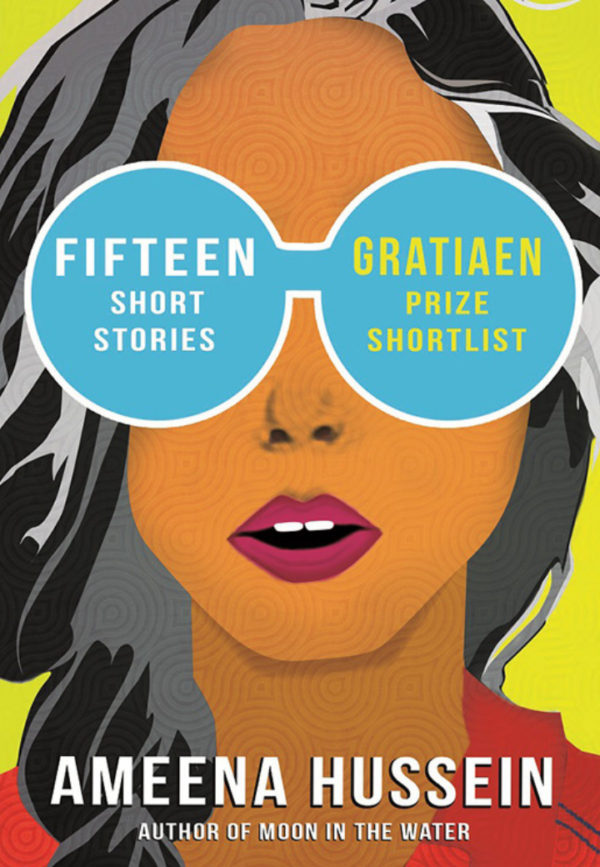 Colorful book cover featuring the name "Ameena Hussein" and the title "Author of Moon in the Water" prominently displayed.